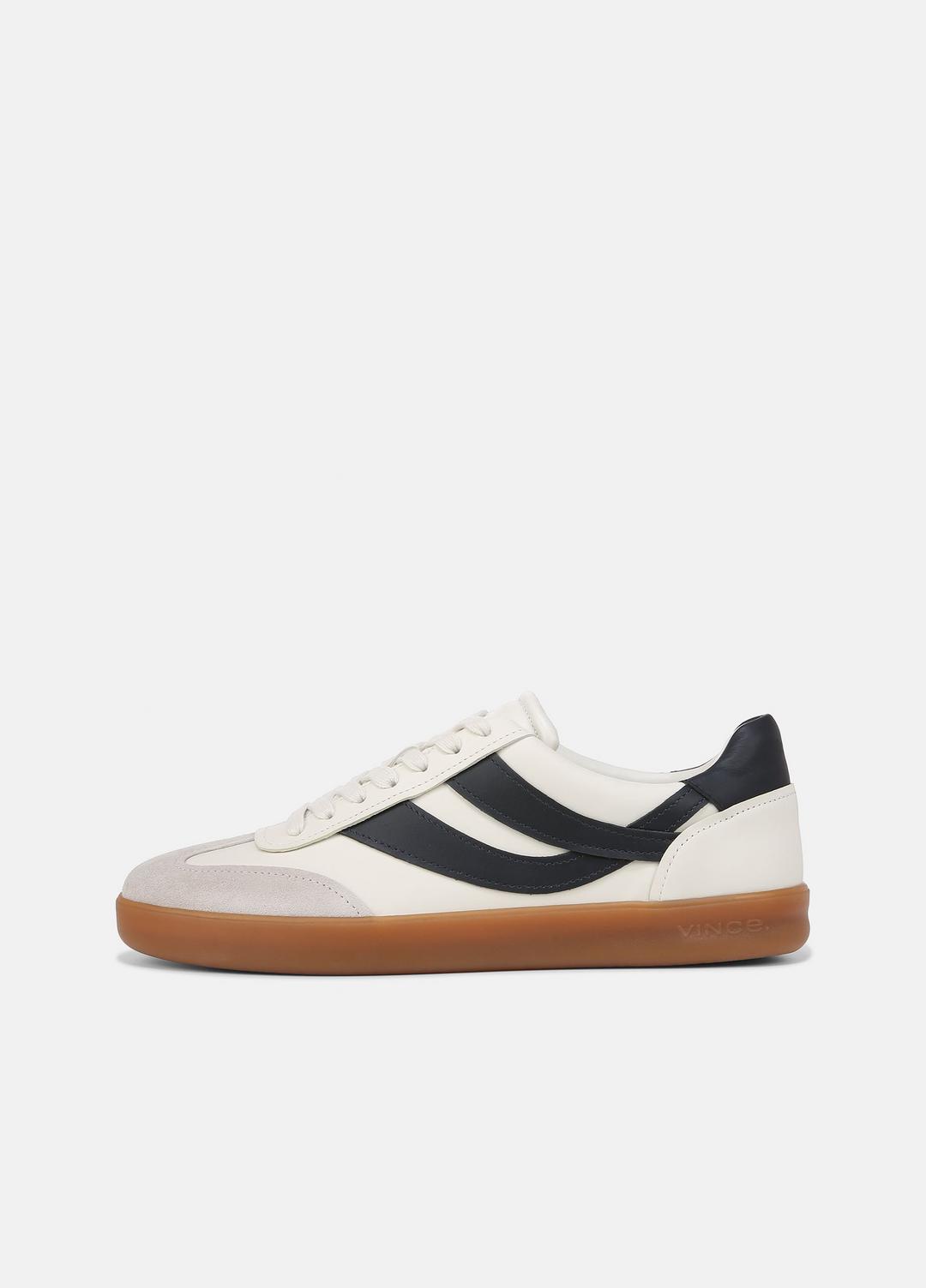 Oasis Leather Sneaker in Sneakers - MILK/NIGHT BLUE | VINCE Men