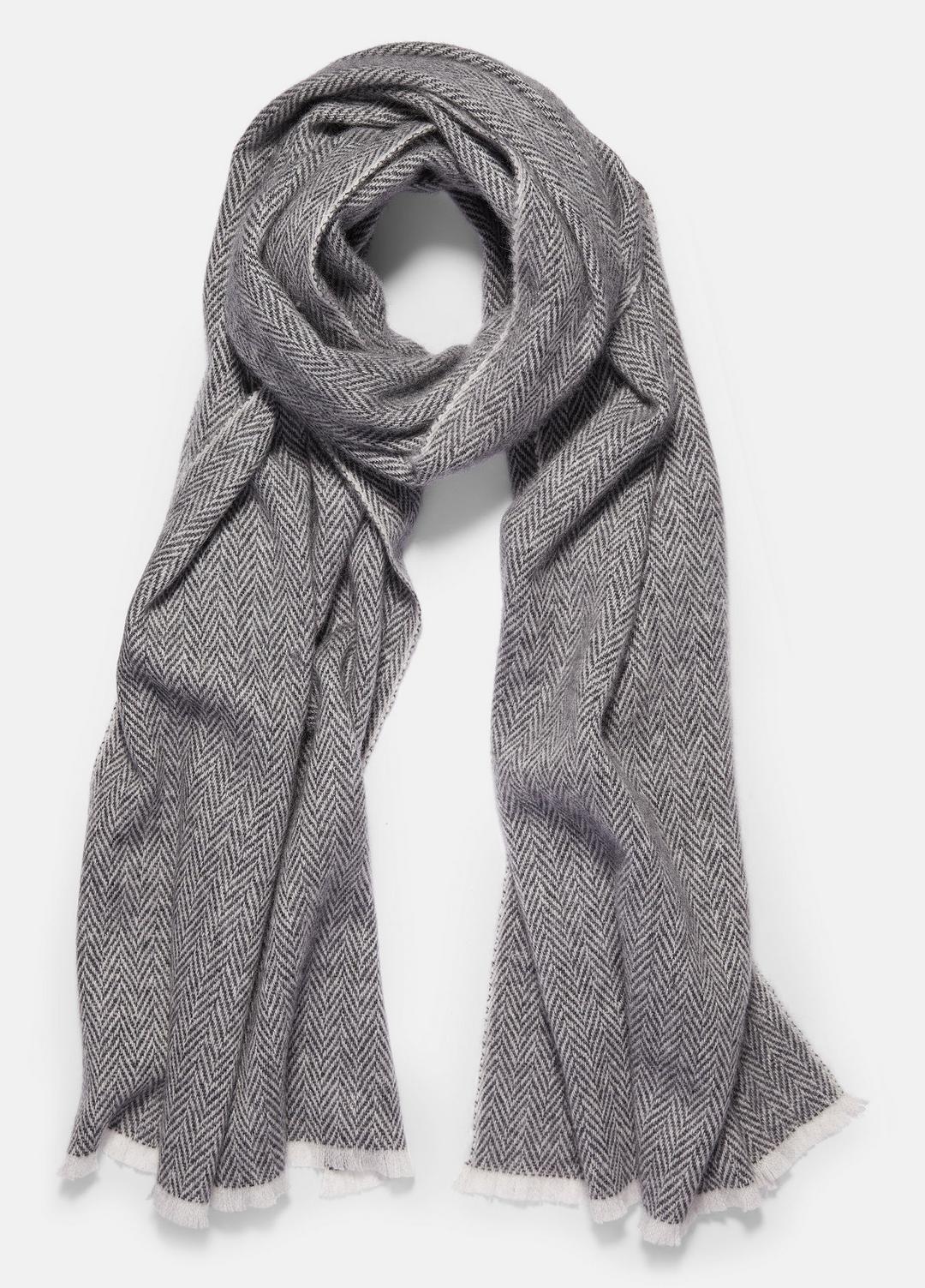 Herringbone Cashmere Scarf in Scarves & Hats - WHITE/BLACK | VINCE Men