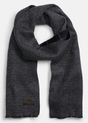Double-Face Plaid Wool-Cashmere Scarf in Scarves & Hats - COASTAL BLUE/MEDIUM HEATHER GREY | VINCE Men