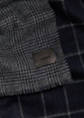 Double-Face Plaid Wool-Cashmere Scarf in Scarves & Hats - COASTAL BLUE/MEDIUM HEATHER GREY | VINCE Men