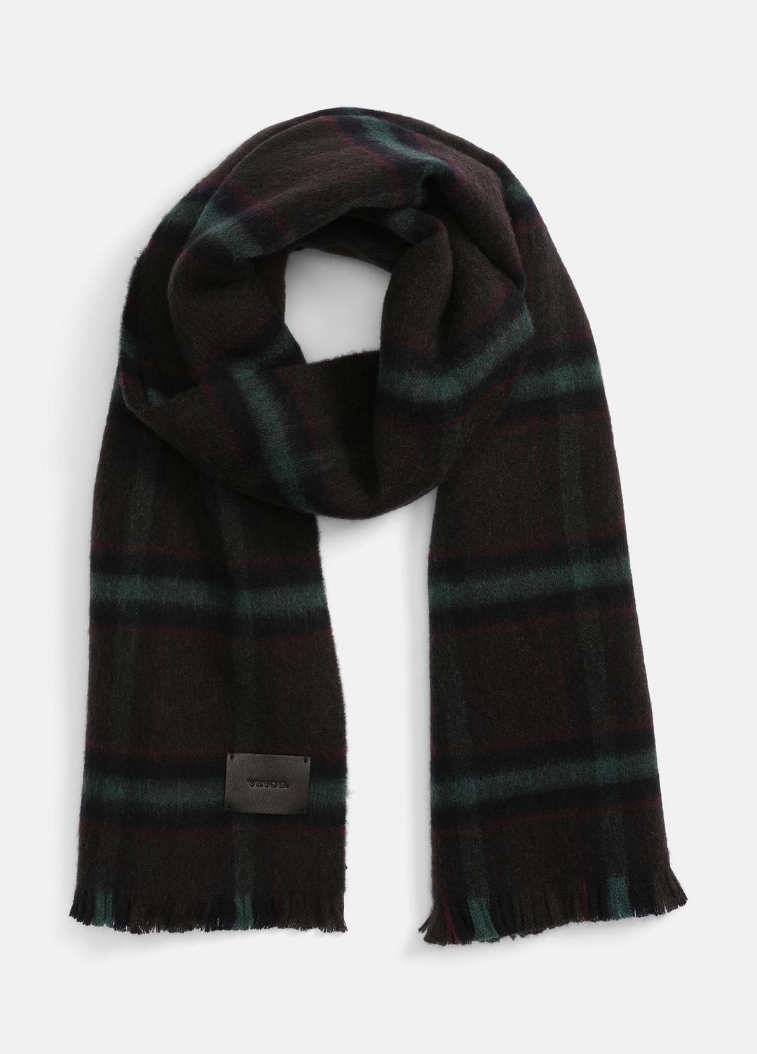 Brushed Holme Plaid Wool Scarf in Scarves & Hats - BROWN | VINCE Men