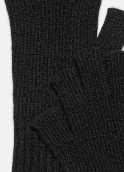 Wool-Cashmere Rib-Knit Fingerless Glove in Gloves - HEATHER BLACK | VINCE Men