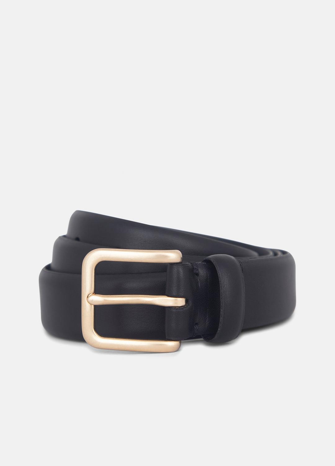 Men's 30mm Leather Belt in Belts - BLACK/ANTIQUE BRASS | VINCE Men