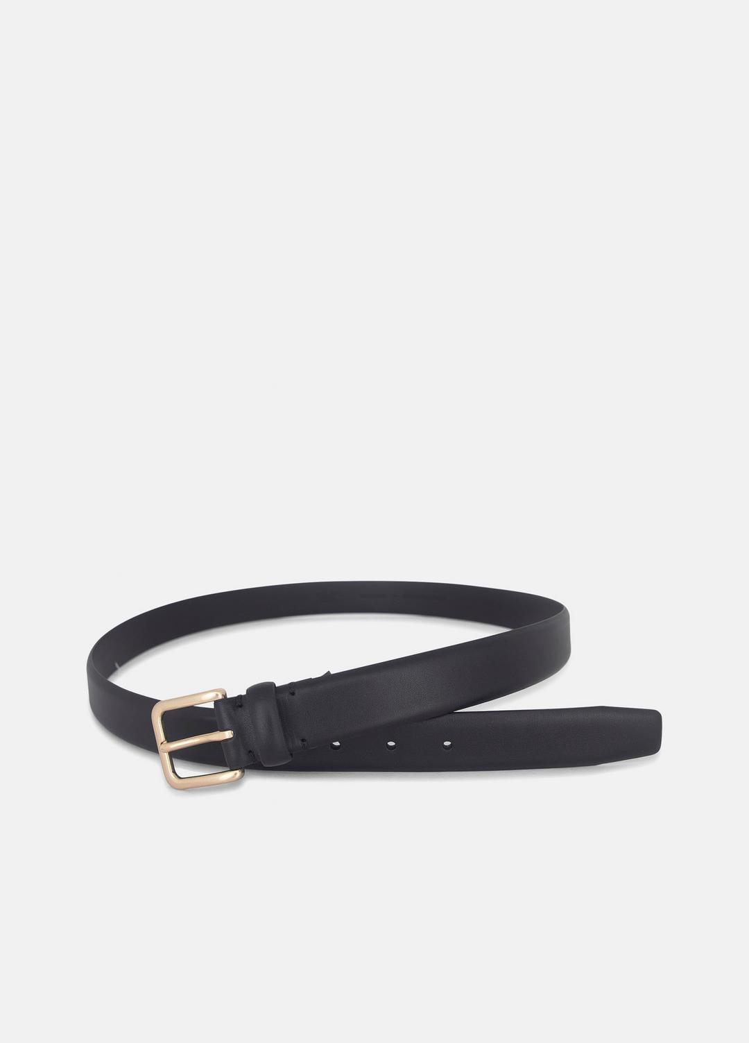 Men's 30mm Leather Belt in Belts - BLACK/ANTIQUE BRASS | VINCE Men