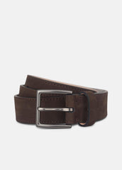 Men's 32mm Nubuck Leather Belt in Belts - DARK ROAST/MATTE GUNMETAL | VINCE Men