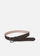 Men's 32mm Nubuck Leather Belt in Belts - DARK ROAST/MATTE GUNMETAL | VINCE Men