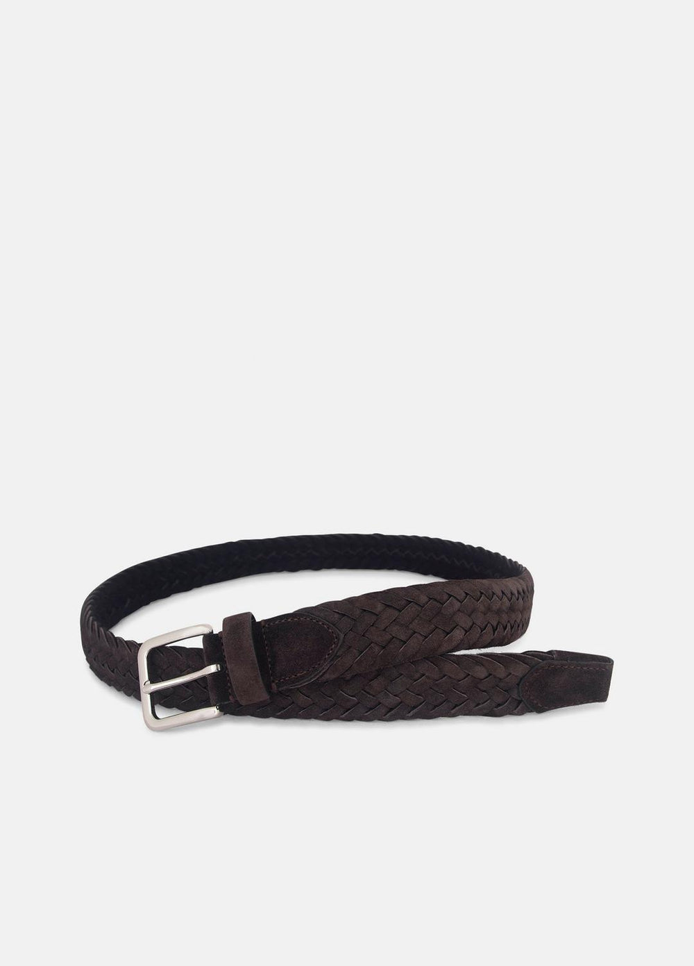 Men's 35mm Woven Suede Belt in Belts - CHOCOLATE/PALLADIUM | VINCE Men