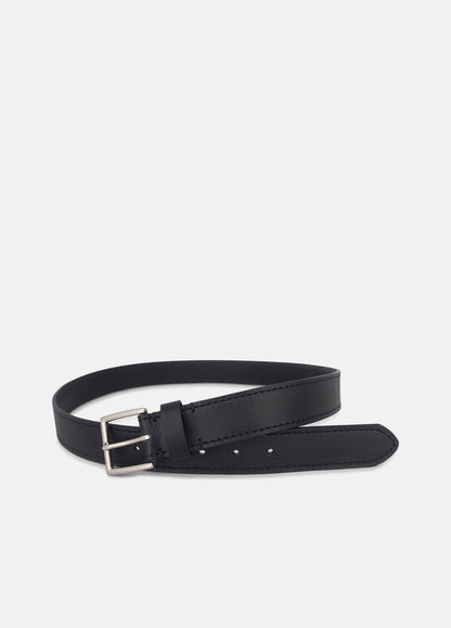 Men's 35mm Stitched Leather Belt in Belts - BLACK/DULL NICKEL | VINCE Men