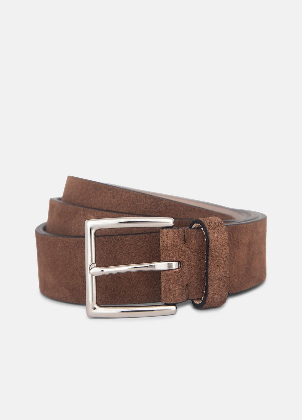 Men's 35mm Suede Belt in Belts - CHOCOLATE/PALLADIUM | VINCE Men