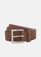 Men's 35mm Suede Belt in Belts - CHOCOLATE/PALLADIUM | VINCE Men