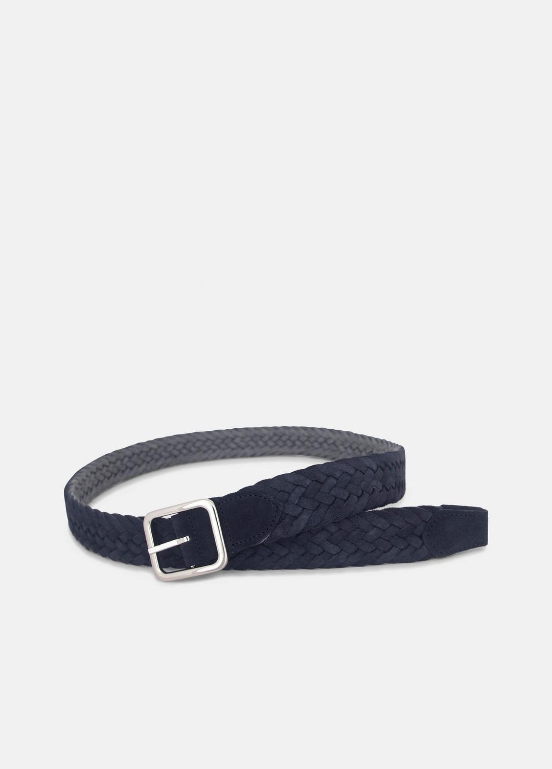 Men's 35mm Reversible Woven Suede Belt in Belts - COASTAL BLUE/GREY PALLADI | VINCE Men