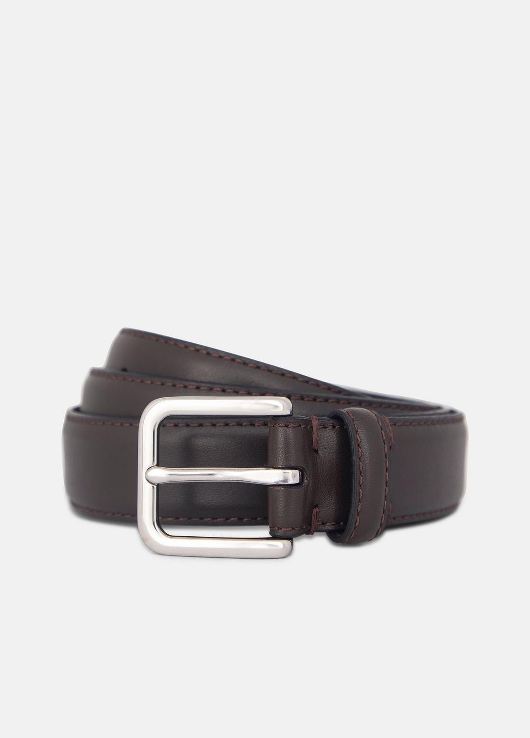 Men’s 30mm Stitched Leather Belt in Belts - CACAO BROWN | VINCE Men