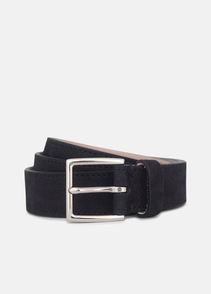 Men's 32mm Nubuck Leather Belt in Belts - BLACK/PALLADIUM | VINCE Men