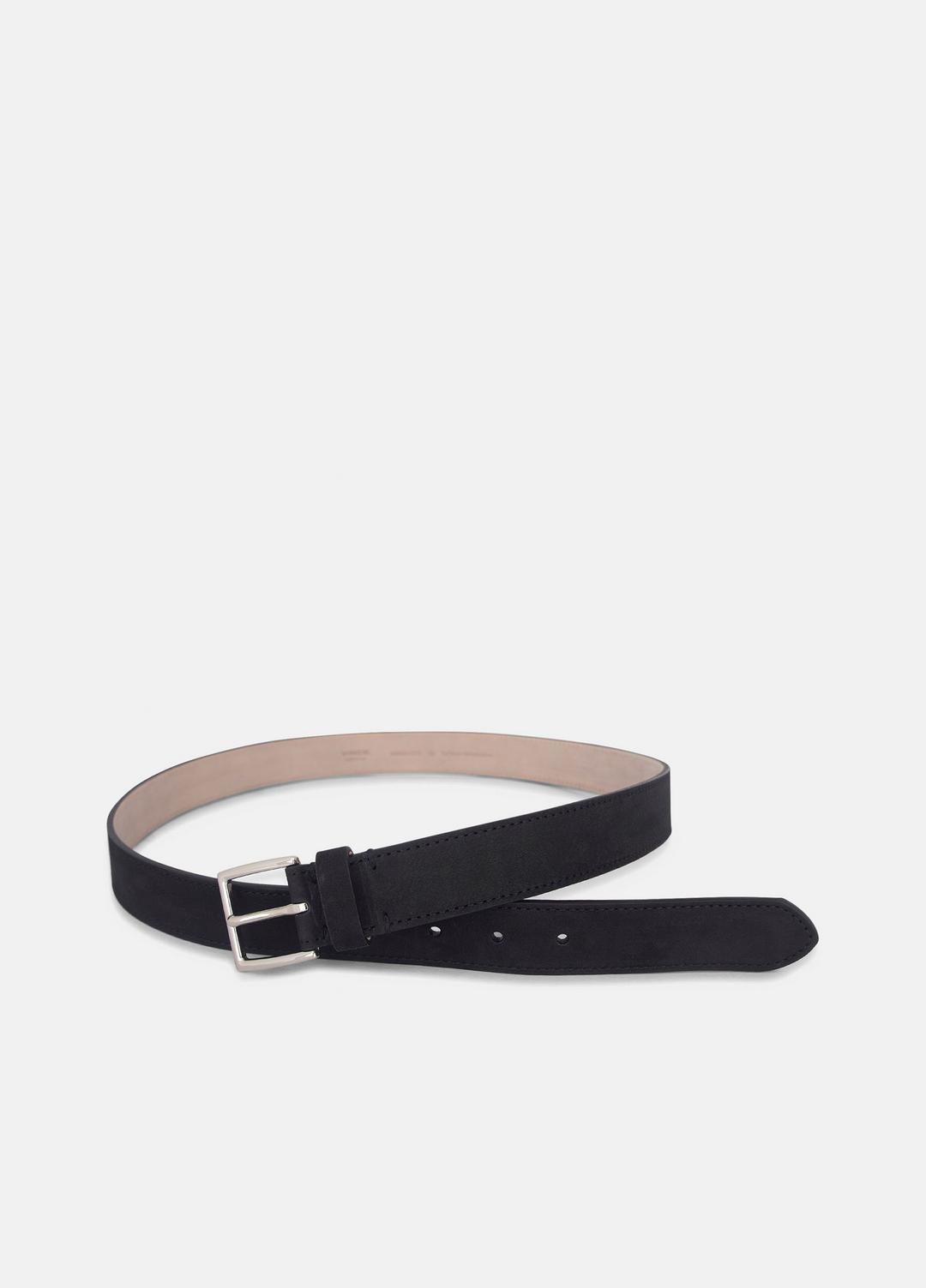 Men's 32mm Nubuck Leather Belt in Belts - BLACK/PALLADIUM | VINCE Men