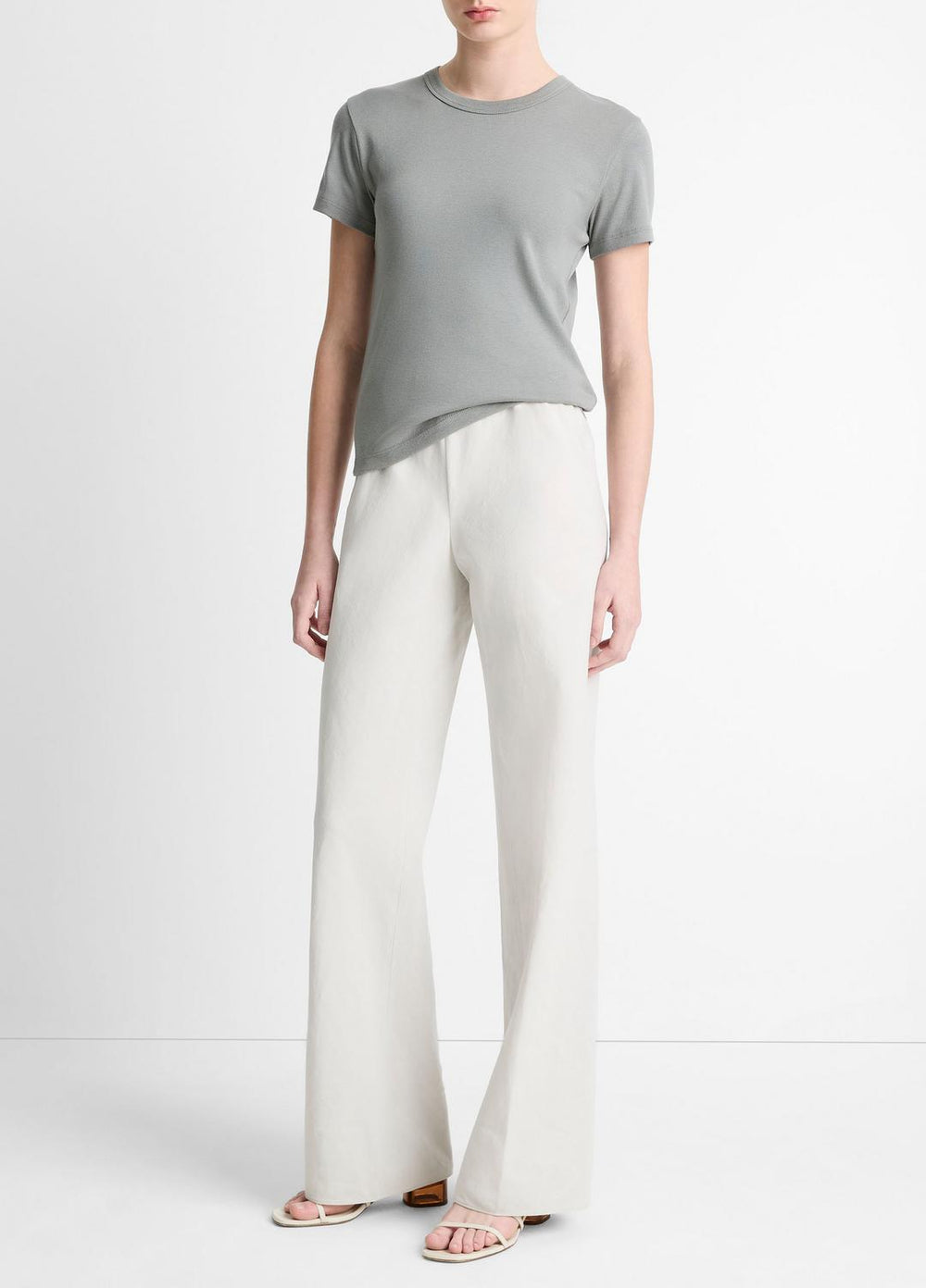Cotton-Blend High-Waist Bias Pant in Pants & Shorts - SALT GLASS | VINCE Sale