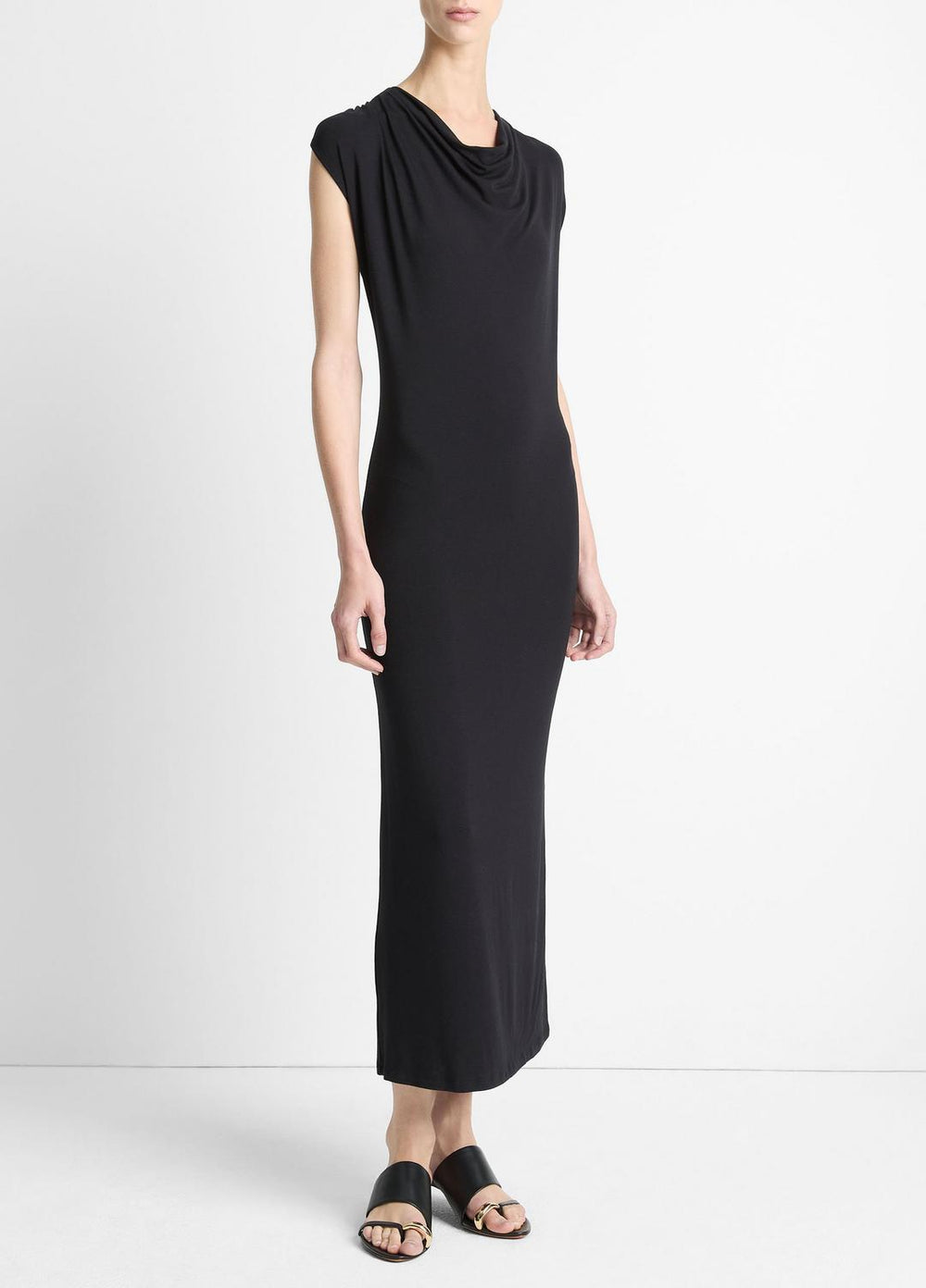 Jersey Draped Cowl-Neck Dress in Dresses & Skirts - BLACK | VINCE Sale