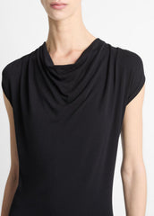 Jersey Draped Cowl-Neck Dress in Dresses & Skirts - BLACK | VINCE Sale