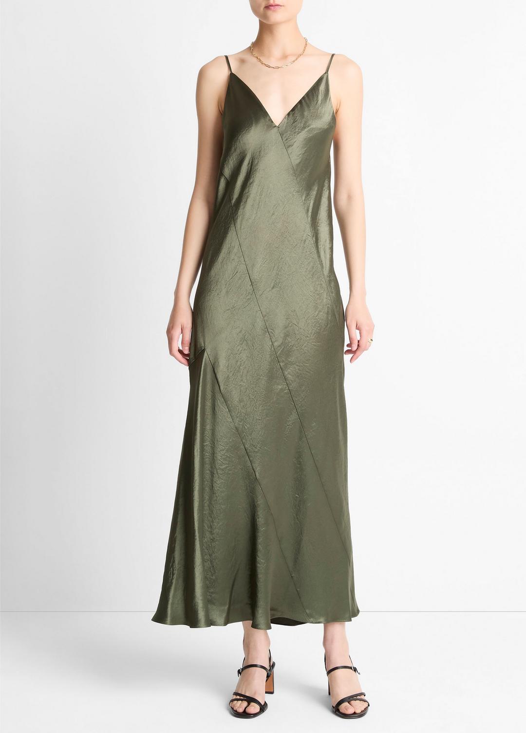 Paneled Satin Bias Slip Dress in Dresses & Skirts - HERBA | VINCE Sale