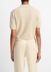 Ribbed Silk-Cotton Polo Sweater in Sweaters - PALE CANYON | VINCE Sale