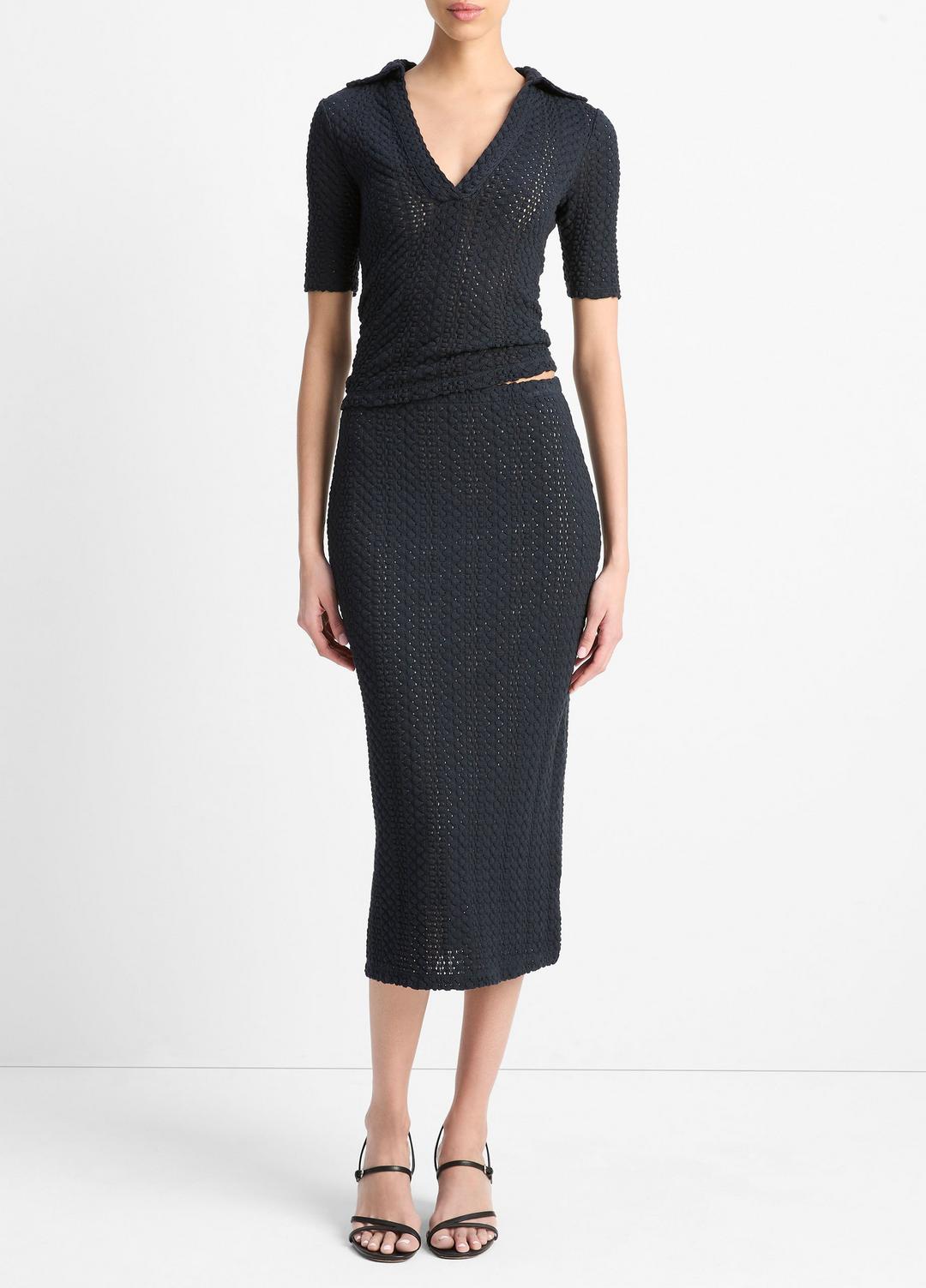 Textural Cotton Midi Skirt in Dresses & Skirts - COASTAL BLUE | VINCE Sale