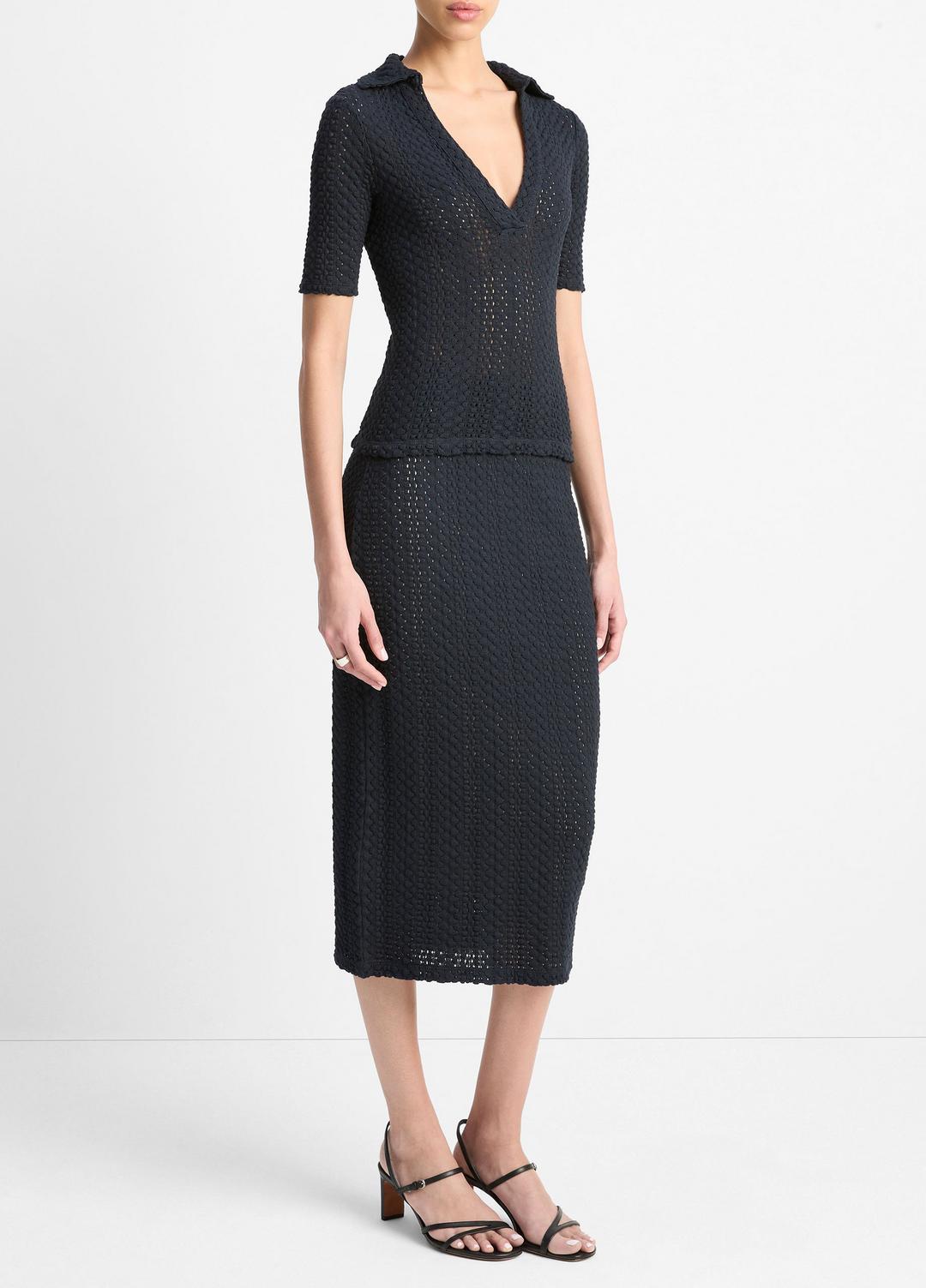 Textural Cotton Midi Skirt in Dresses & Skirts - COASTAL BLUE | VINCE Sale