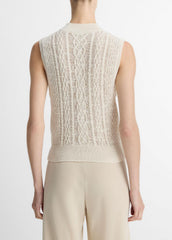 Cable Cotton-Blend Double-Layer Shell in Sweaters - OFF WHITE/GOLD CLIFF | VINCE Sale