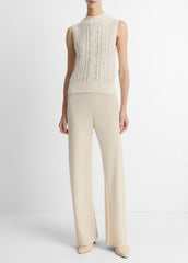Cable Cotton-Blend Double-Layer Shell in Sweaters - OFF WHITE/GOLD CLIFF | VINCE Sale