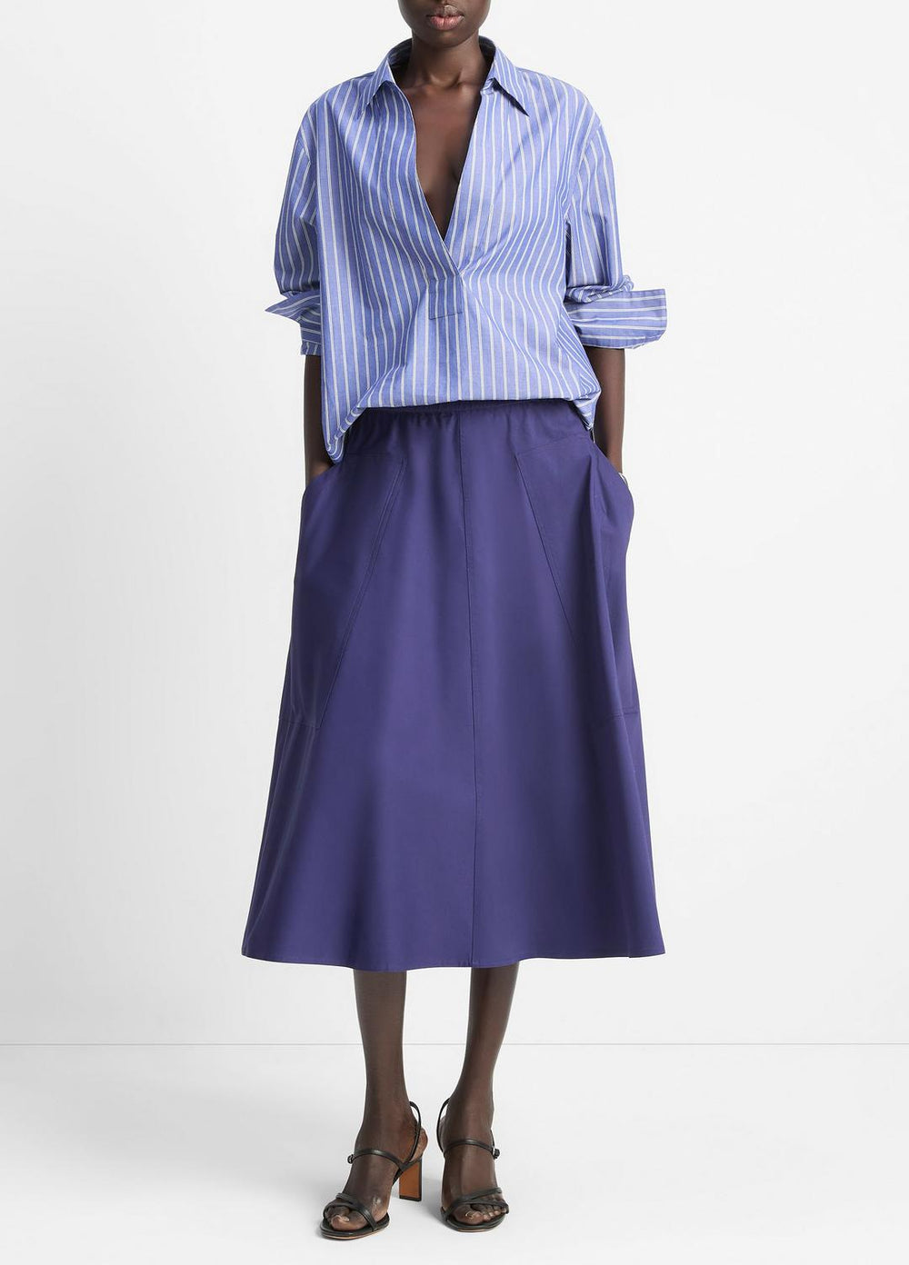 Cotton Full Skirt in Dresses & Skirts - DEEP IRIS | VINCE Sale