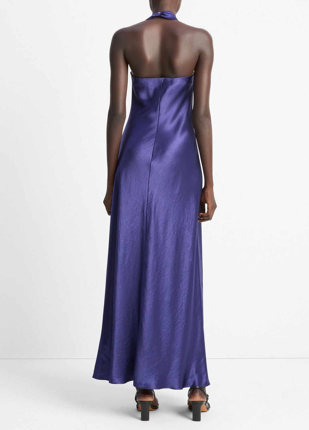 Satin Cowl-Neck Maxi Dress in Dresses & Skirts - DEEP IRIS | VINCE Sale
