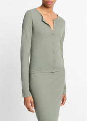 Cotton Crepe Jersey Cardigan in Shirts & Tees - CLAY SAGE | VINCE Sale