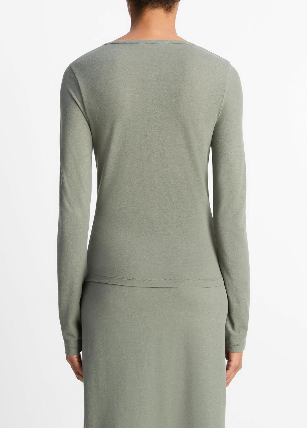 Cotton Crepe Jersey Cardigan in Shirts & Tees - CLAY SAGE | VINCE Sale