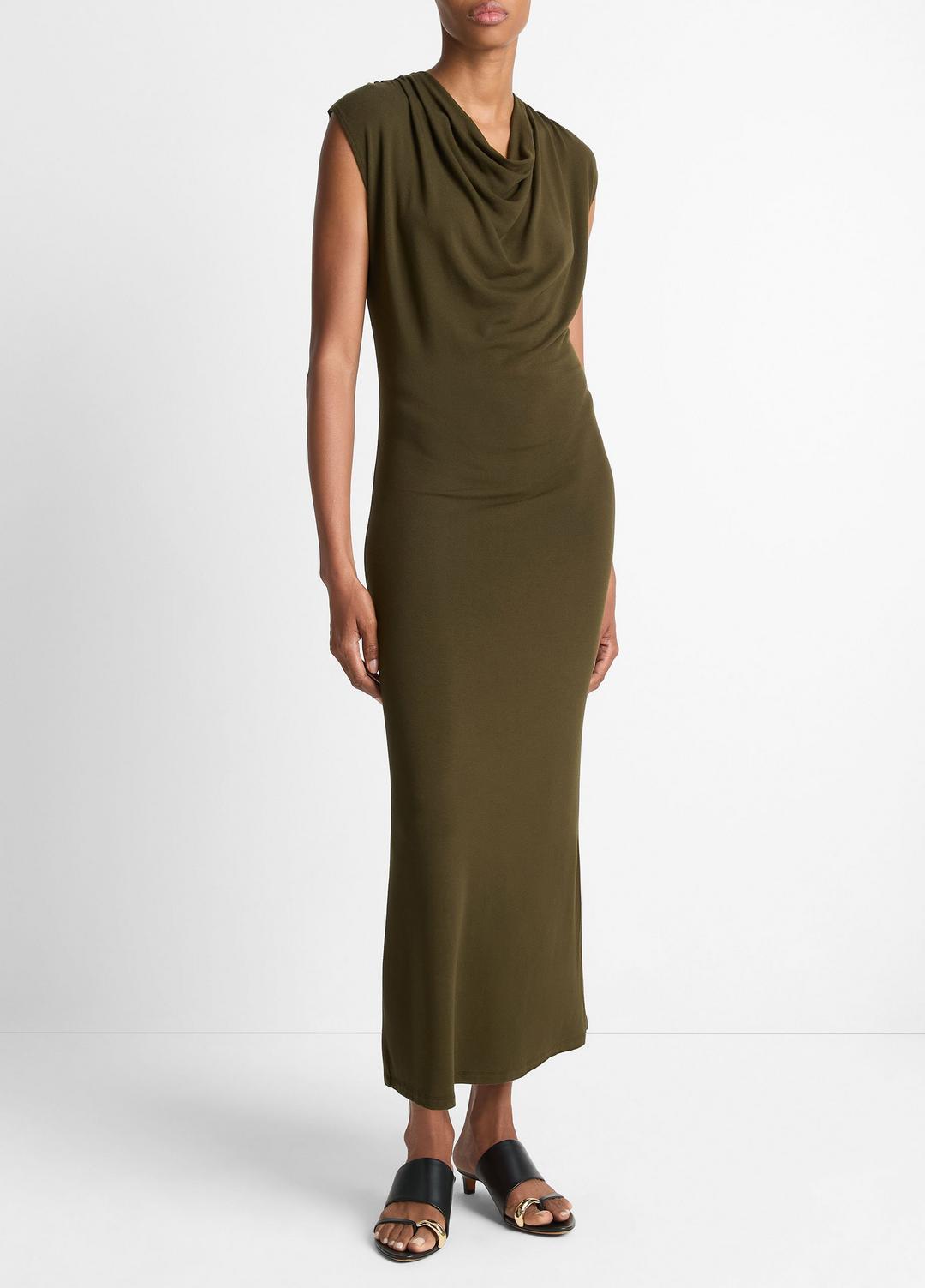 Jersey Draped Cowl-Neck Dress in Dresses & Skirts - VERDE | VINCE Sale