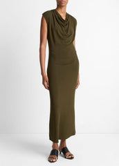 Jersey Draped Cowl-Neck Dress in Dresses & Skirts - VERDE | VINCE Sale