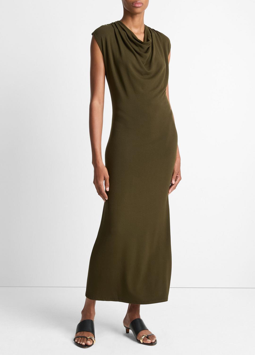 Jersey Draped Cowl-Neck Dress in Dresses & Skirts - VERDE | VINCE Sale