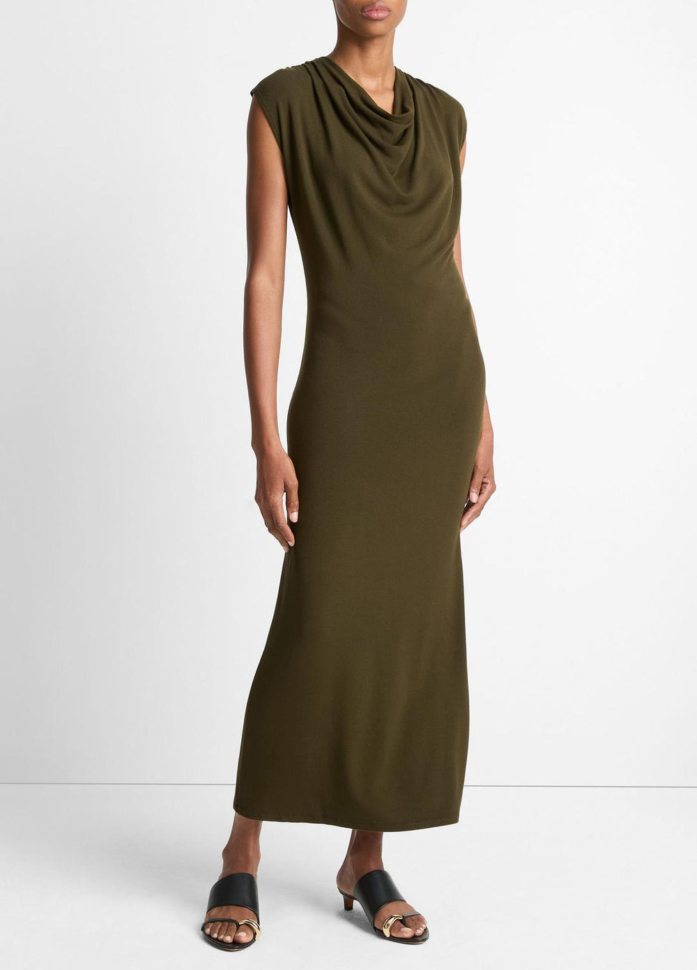 Jersey Draped Cowl-Neck Dress in Dresses & Skirts - VERDE | VINCE Sale