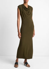Jersey Draped Cowl-Neck Dress in Dresses & Skirts - VERDE | VINCE Sale