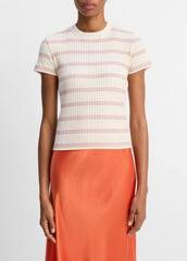 Striped Ribbed Cotton-Blend Top in Shirts & Tees - OAT SHELL COMBO | VINCE Sale