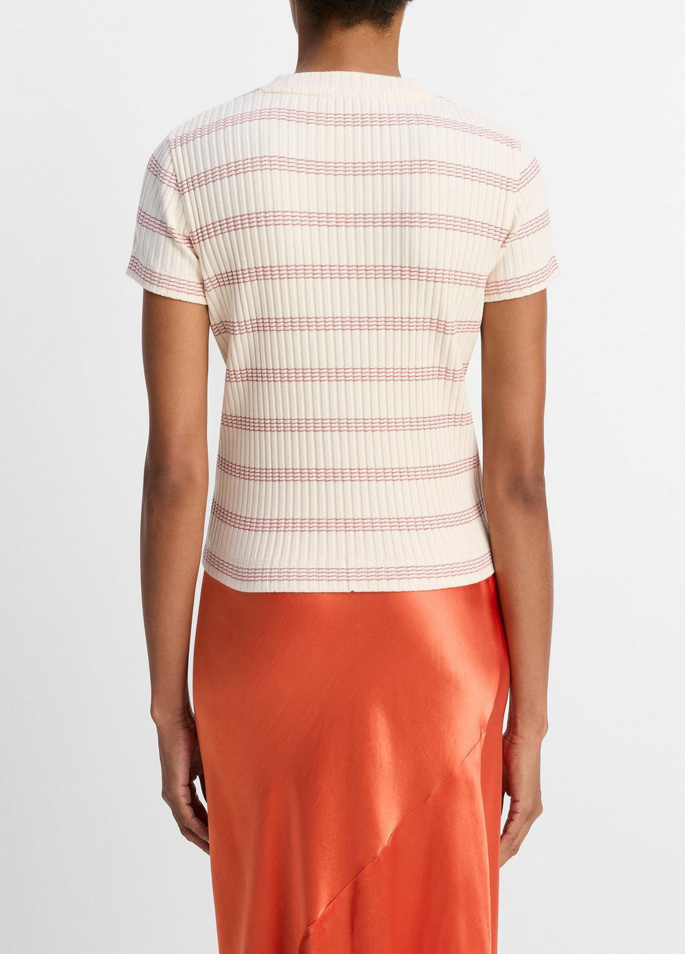 Striped Ribbed Cotton-Blend Top in Shirts & Tees - OAT SHELL COMBO | VINCE Sale