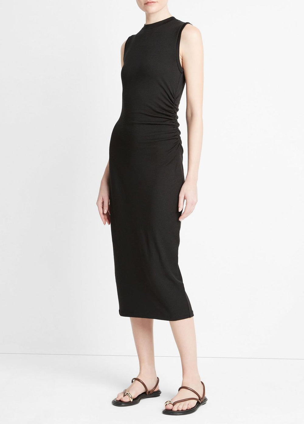 Sleeveless Gathered-Waist Dress in Dresses & Skirts - BLACK | VINCE Sale