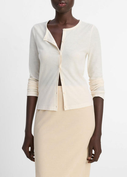 Cotton Crepe Jersey Cardigan in Shirts & Tees - OAT SHELL | VINCE Sale