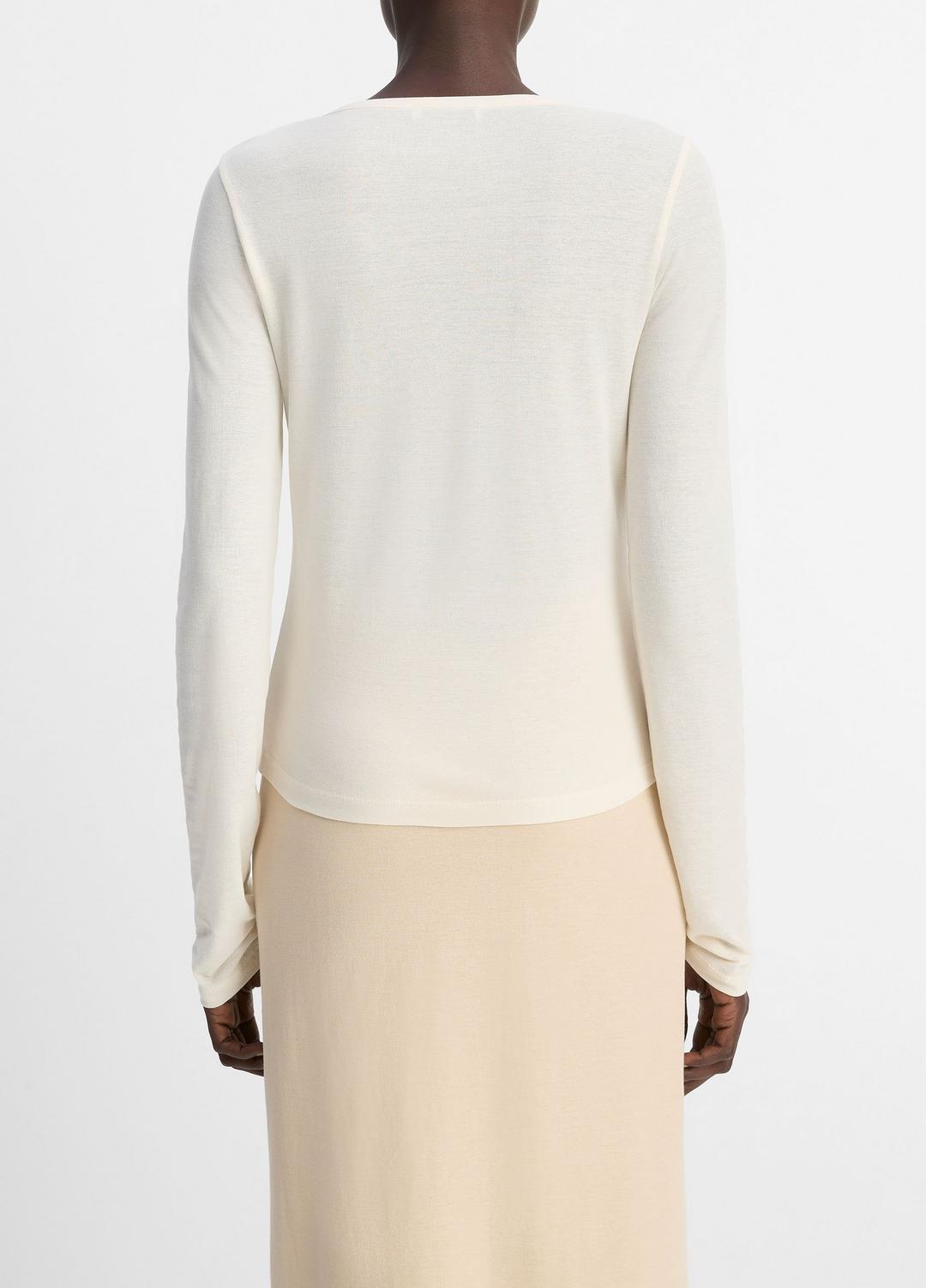 Cotton Crepe Jersey Cardigan in Shirts & Tees - OAT SHELL | VINCE Sale