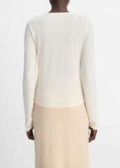 Cotton Crepe Jersey Cardigan in Shirts & Tees - OAT SHELL | VINCE Sale