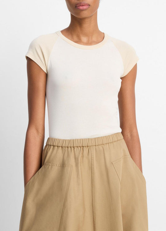 Colorblock Pima Cotton Raglan T-Shirt in Shirts & Tees - OAT SHELL COMBO | VINCE Sale