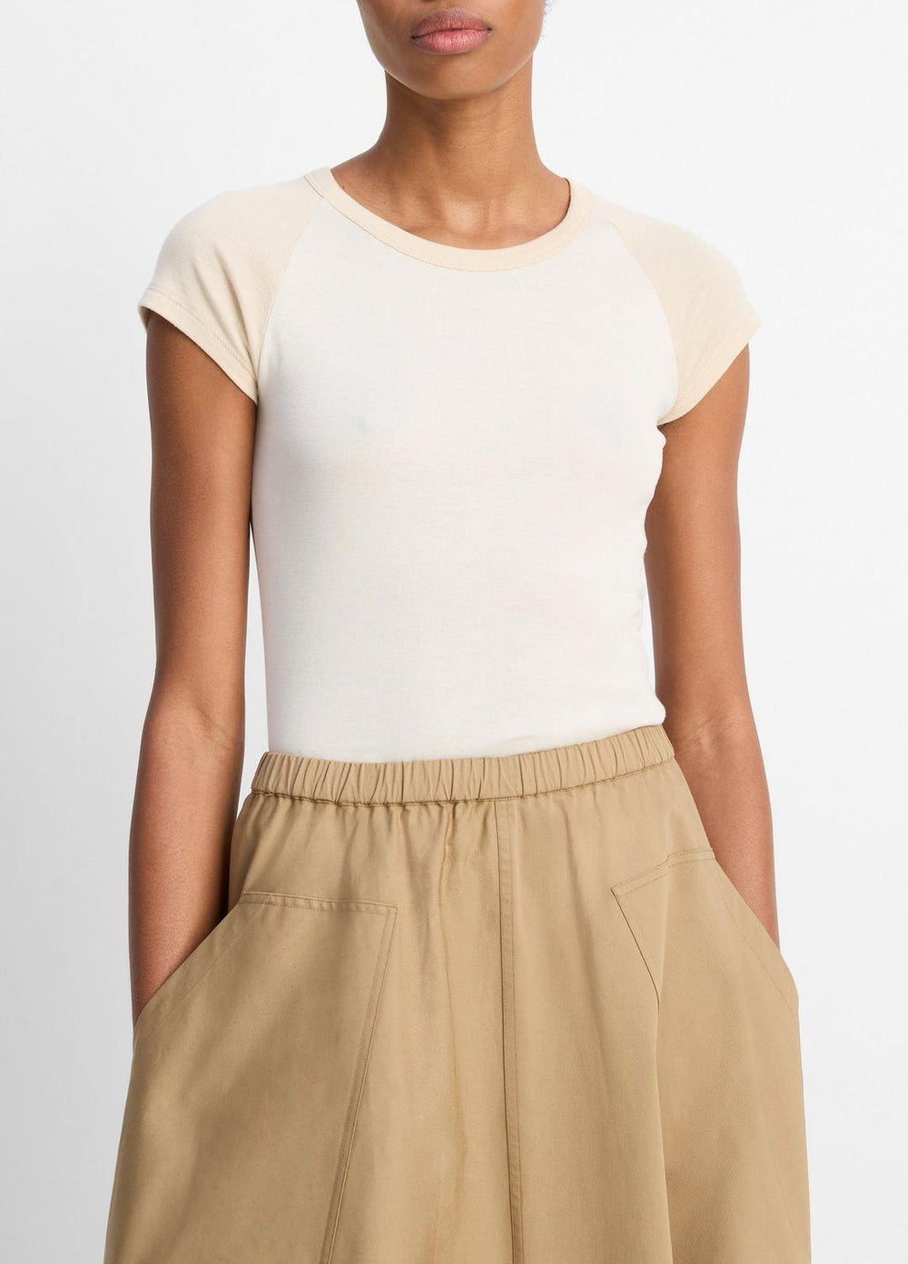 Colorblock Pima Cotton Raglan T-Shirt in Shirts & Tees - OAT SHELL COMBO | VINCE Sale