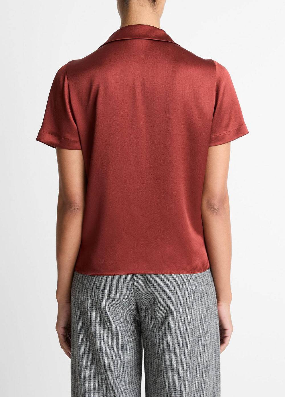 Silk Short-Sleeve Button-Front Shirt in Shirts & Tees - SIENA | VINCE Sale