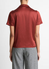 Silk Short-Sleeve Button-Front Shirt in Shirts & Tees - SIENA | VINCE Sale