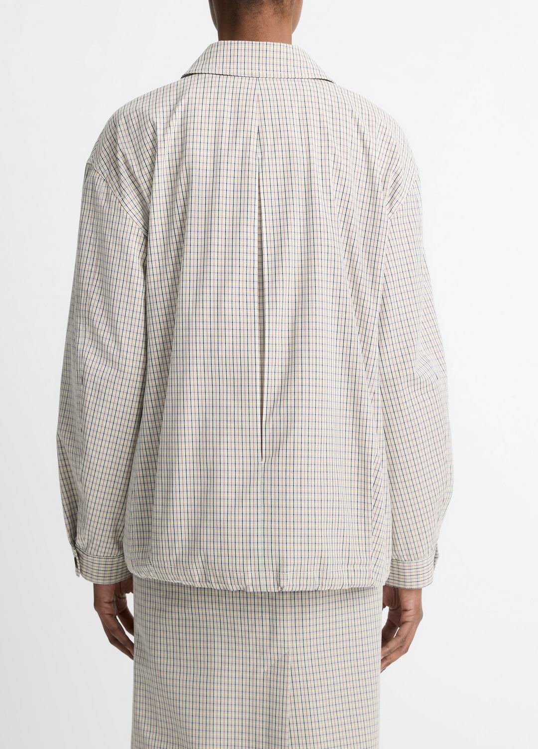 Gardener's Check Cotton Oversized Bomber Jacket in Jackets & Outerwear - STONE/TAN | VINCE Sale