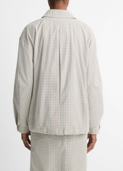Gardener's Check Cotton Oversized Bomber Jacket in Jackets & Outerwear - STONE/TAN | VINCE Sale