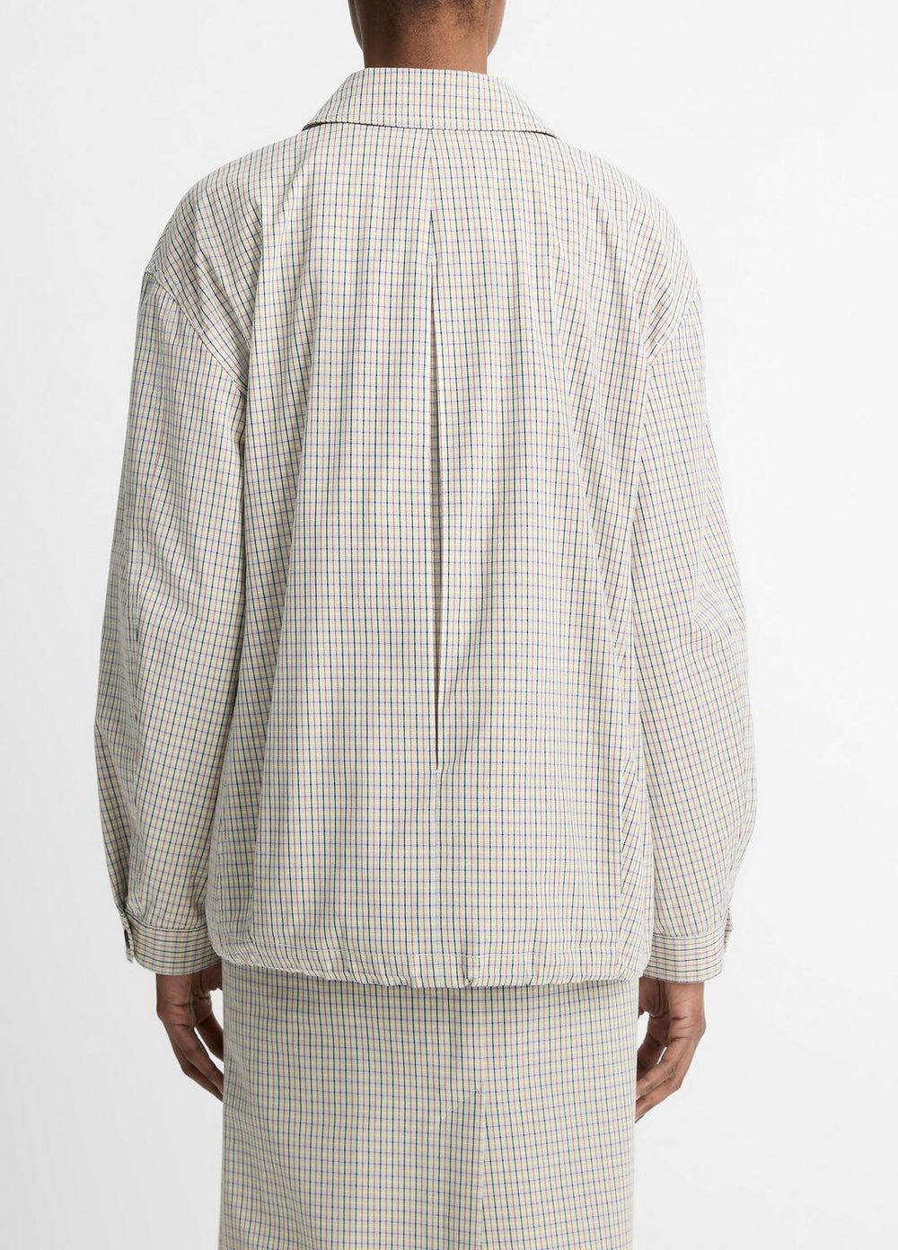 Gardener's Check Cotton Oversized Bomber Jacket in Jackets & Outerwear - STONE/TAN | VINCE Sale