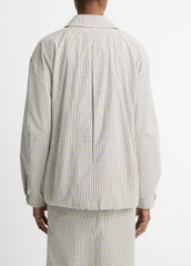 Gardener's Check Cotton Oversized Bomber Jacket in Jackets & Outerwear - STONE/TAN | VINCE Sale